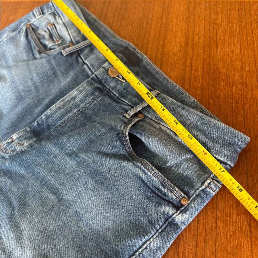 Mother Raw-Hem Straight-Leg Blue Denim Jeans - Picture 4 of 9